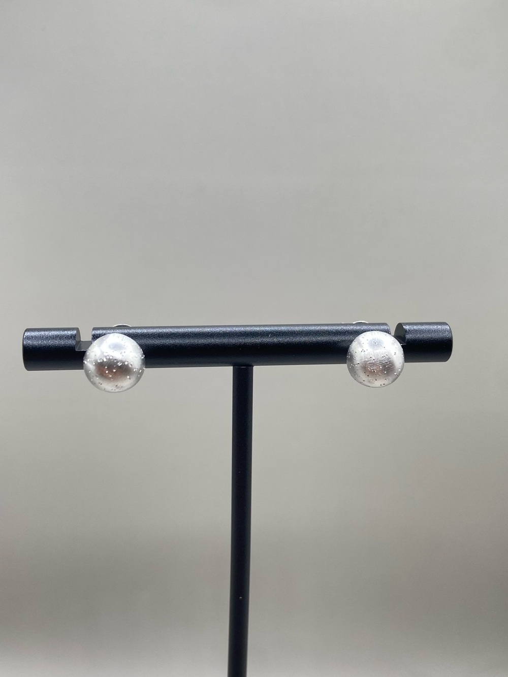 Silver Flecked Ball Post Earrings